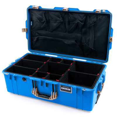 Pelican 1615 Air Case, Electric Blue with Desert Tan Handles, Latches & Trolley TrekPak Divider System with Mesh Lid Organizer ColorCase 016150-0120-120-311-310