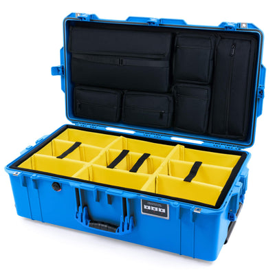 Pelican 1615 Air Case, Electric Blue Yellow Padded Microfiber Dividers with Laptop Computer Lid Pouch ColorCase 016150-0210-120-121