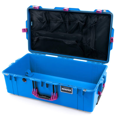Pelican 1615 Air Case, Electric Blue with Magenta Handles, Latches & Trolley Mesh Lid Organizer Only ColorCase 016150-0100-120-401-400