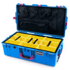 Pelican 1615 Air Case, Electric Blue with Magenta Handles, Latches & Trolley Yellow Padded Microfiber Dividers with Mesh Lid Organizer ColorCase 016150-0110-120-401-400