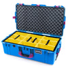 Pelican 1615 Air Case, Electric Blue with Magenta Handles, Latches & Trolley Yellow Padded Microfiber Dividers with Convoluted Lid Foam ColorCase 016150-0010-120-401-400