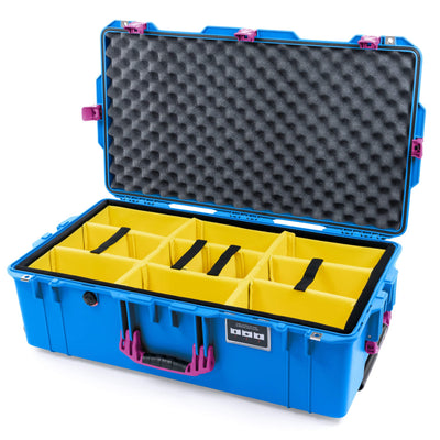 Pelican 1615 Air Case, Electric Blue with Magenta Handles, Latches & Trolley Yellow Padded Microfiber Dividers with Convoluted Lid Foam ColorCase 016150-0010-120-401-400
