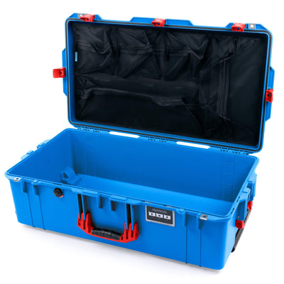 Pelican 1615 Air Case, Electric Blue with Red Handles, Latches & Trolley Mesh Lid Organizer Only ColorCase 016150-0100-120-321-320
