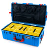 Pelican 1615 Air Case, Electric Blue with Red Handles, Latches & Trolley Yellow Padded Microfiber Dividers with Mesh Lid Organizer ColorCase 016150-0110-120-321-320