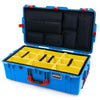Pelican 1615 Air Case, Electric Blue with Red Handles, Latches & Trolley Yellow Padded Microfiber Dividers with Laptop Computer Lid Pouch ColorCase 016150-0210-120-321-320