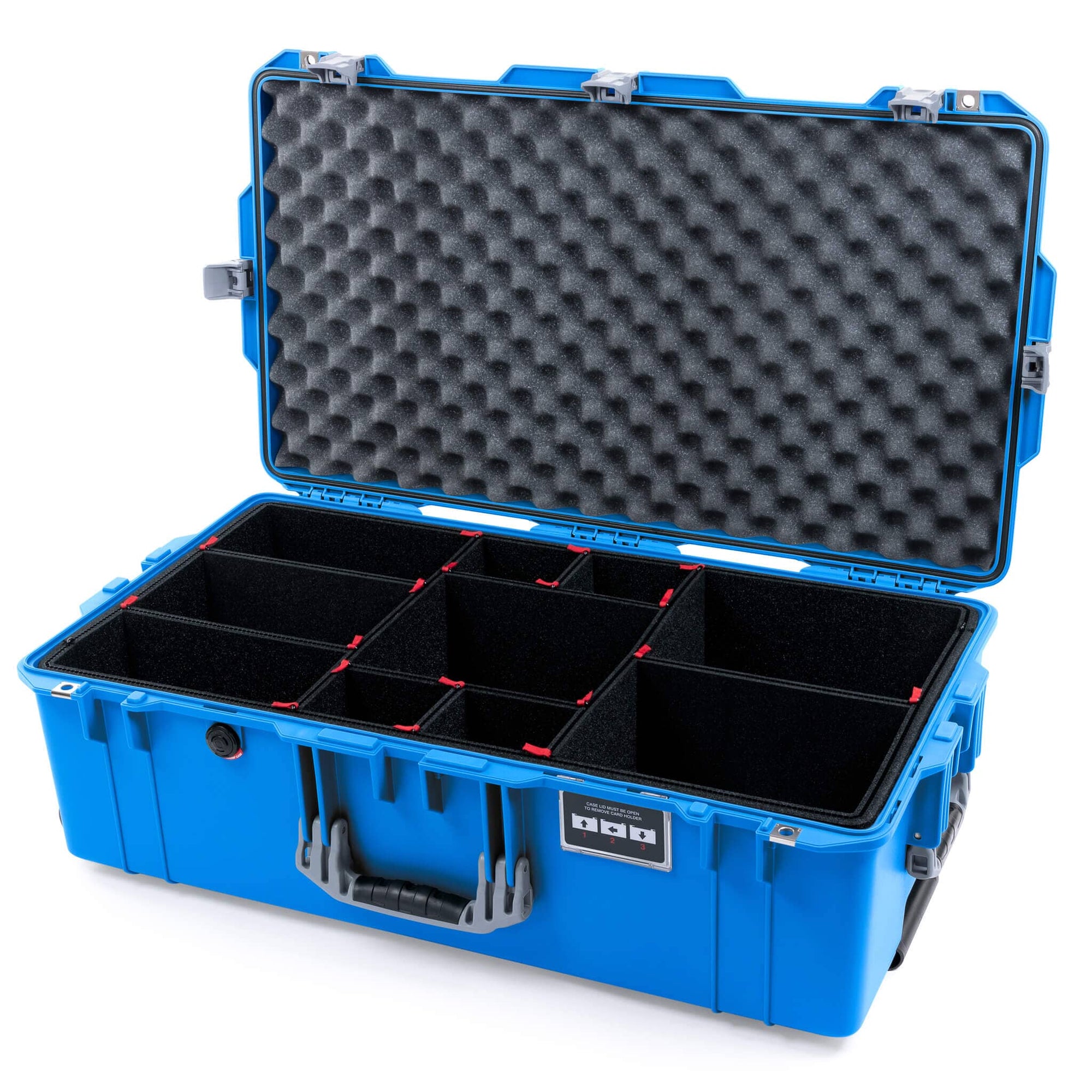 Pelican 1615 Air Case, Electric Blue with Silver Handles, Latches & Trolley TrekPak Divider System with Convoluted Lid Foam ColorCase 016150-0020-120-180-181