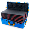 Pelican 1615 Air Case, Electric Blue with Yellow Handles & Latches Custom Tool Kit (6 Foam Inserts with Mesh Lid Organizer) ColorCase 016150-0160-120-301