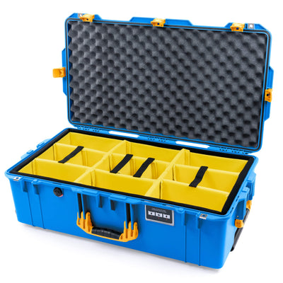 Pelican 1615 Air Case, Electric Blue with Yellow Handles & Latches Yellow Padded Microfiber Dividers with Convoluted Lid Foam ColorCase 016150-0010-120-301