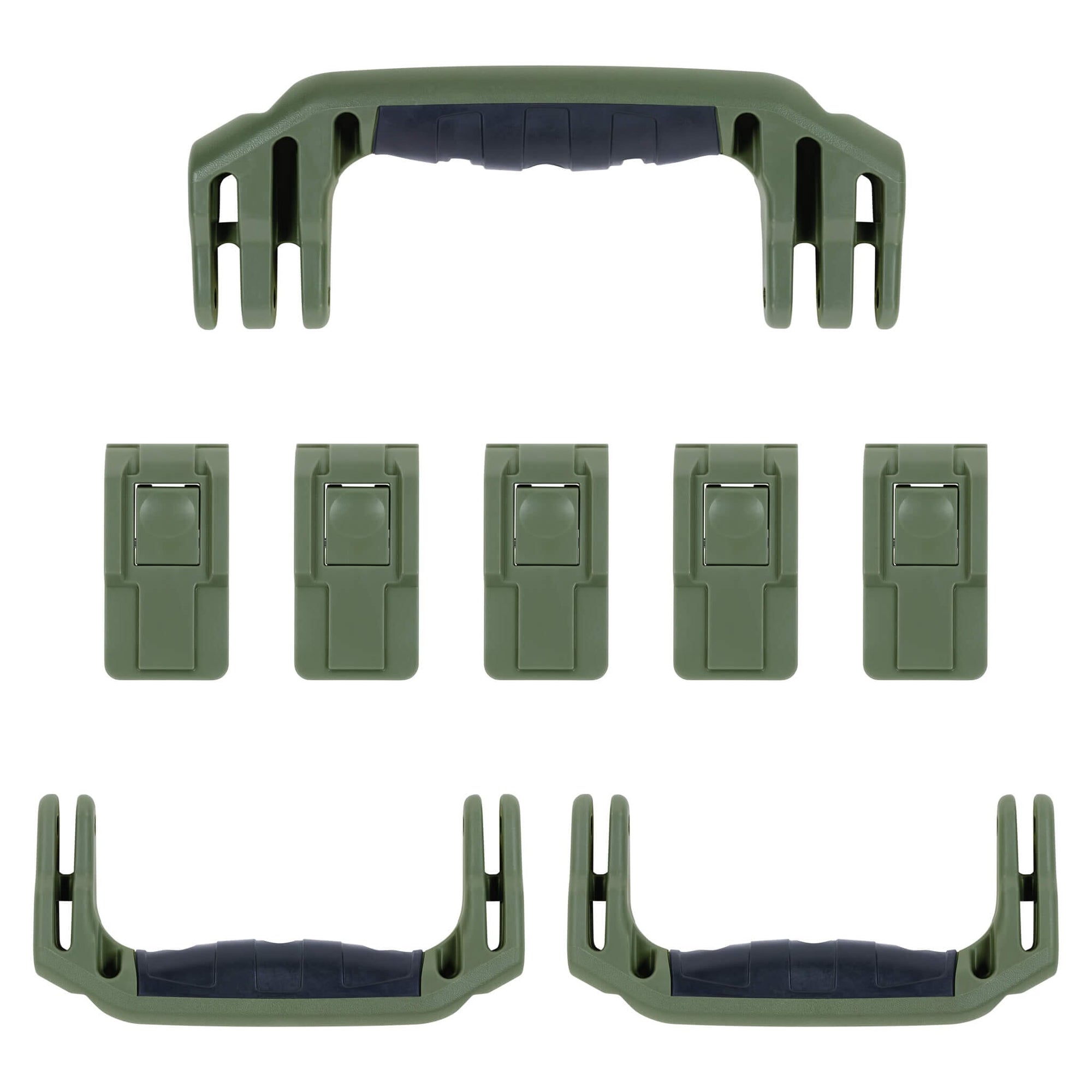 Pelican 1615 Air Replacement Handles & Latches, OD Green (Set of 3 Handles, 5 Latches) ColorCase 