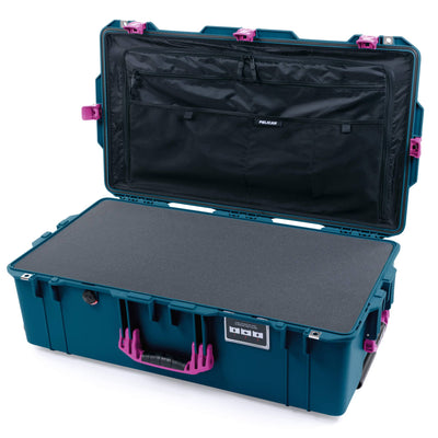 Pelican 1615 Air Case, Indigo with Magenta Handles, Latches & Trolley Pick & Pluck Foam with Combo-Pouch Lid Organizer ColorCase 016150-0301-500-401-400