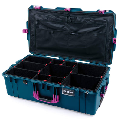Pelican 1615 Air Case, Indigo with Magenta Handles, Latches & Trolley TrekPak Divider System with Combo-Pouch Lid Organizer ColorCase 016150-0320-500-401-400