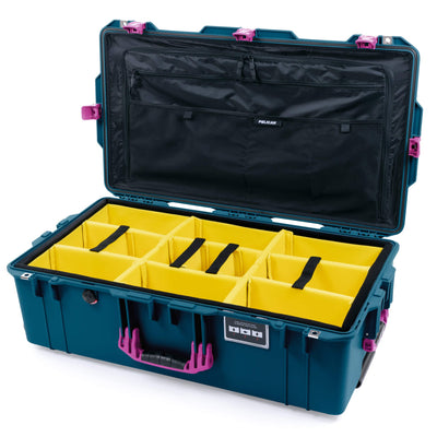 Pelican 1615 Air Case, Indigo with Magenta Handles, Latches & Trolley Yellow Padded Microfiber Dividers with Combo-Pouch Lid Organizer ColorCase 016150-0310-500-401-400