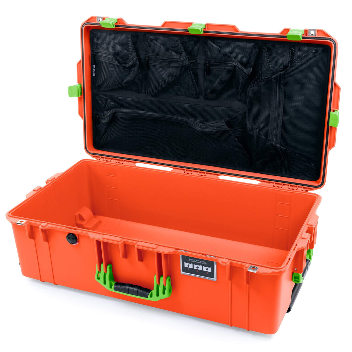 Pelican 1615 Air Case - Orange &amp; Lime Green Mesh Lid Organizer Only ColorCase 016150-0100-150-301
