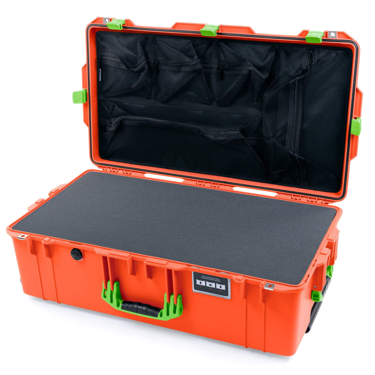 Pelican 1615 Air Case - Orange &amp; Lime Green Pick &amp; Pluck Foam / Mesh Lid Organizer ColorCase 016150-0101-150-301
