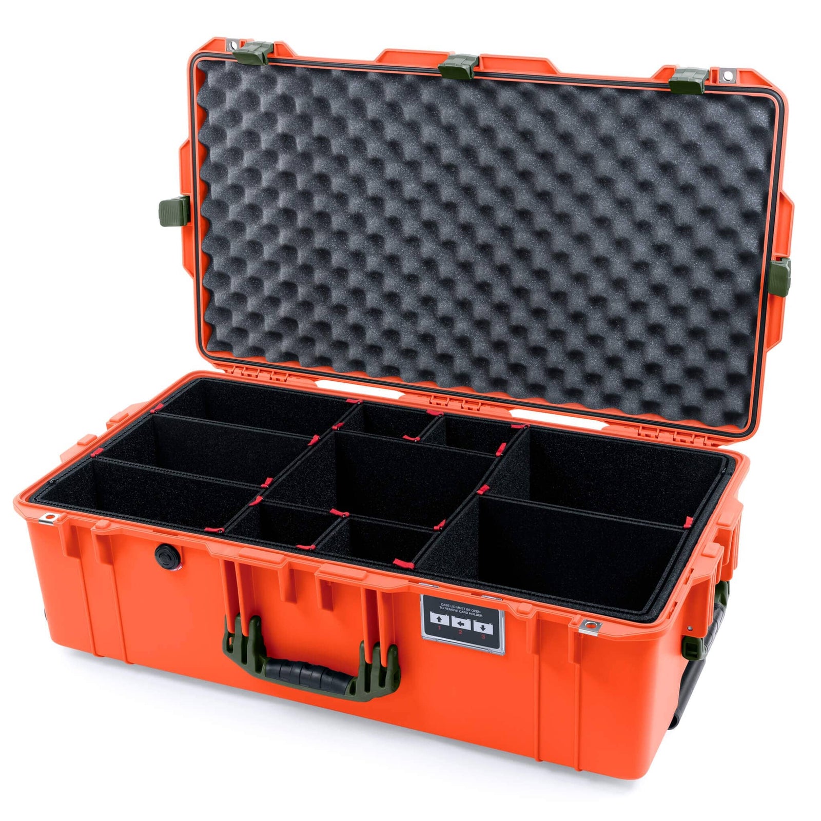 Pelican 1615 Air Case - Orange & OD Green TrekPak Divider System with Convoluted Lid Foam ColorCase 016150-0020-150-131