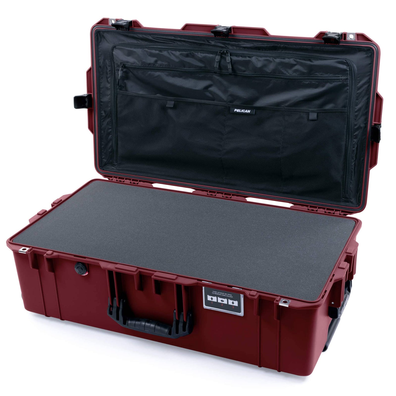 Pelican 1615 Air Case - Oxblood & Black Pick & Pluck Foam / TRVL Lid Organizer ColorCase 016150-0301-510-111
