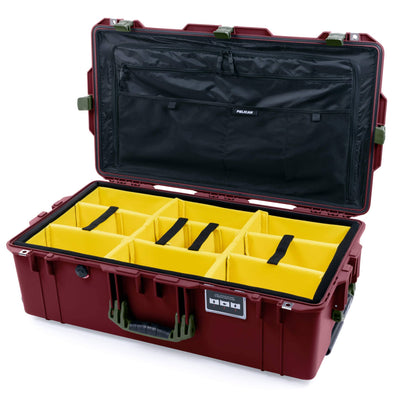 Pelican 1615 Air Case - Oxblood & OD Green Yellow Padded Microfiber Dividers / TRVL Lid Organizer ColorCase 016150-0310-510-131