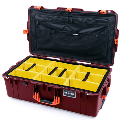 Pelican 1615 Air Case, Oxblood & Orange Yellow Padded Microfiber Dividers / TRVL Lid Organizer ColorCase 016150-0310-510-151