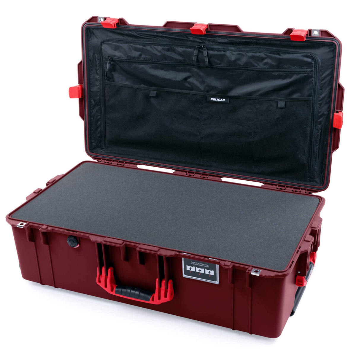 Pelican 1615 Air Case - Oxblood &amp; Red Pick &amp; Pluck Foam / TRVL Lid Organizer ColorCase 016150-0301-510-321