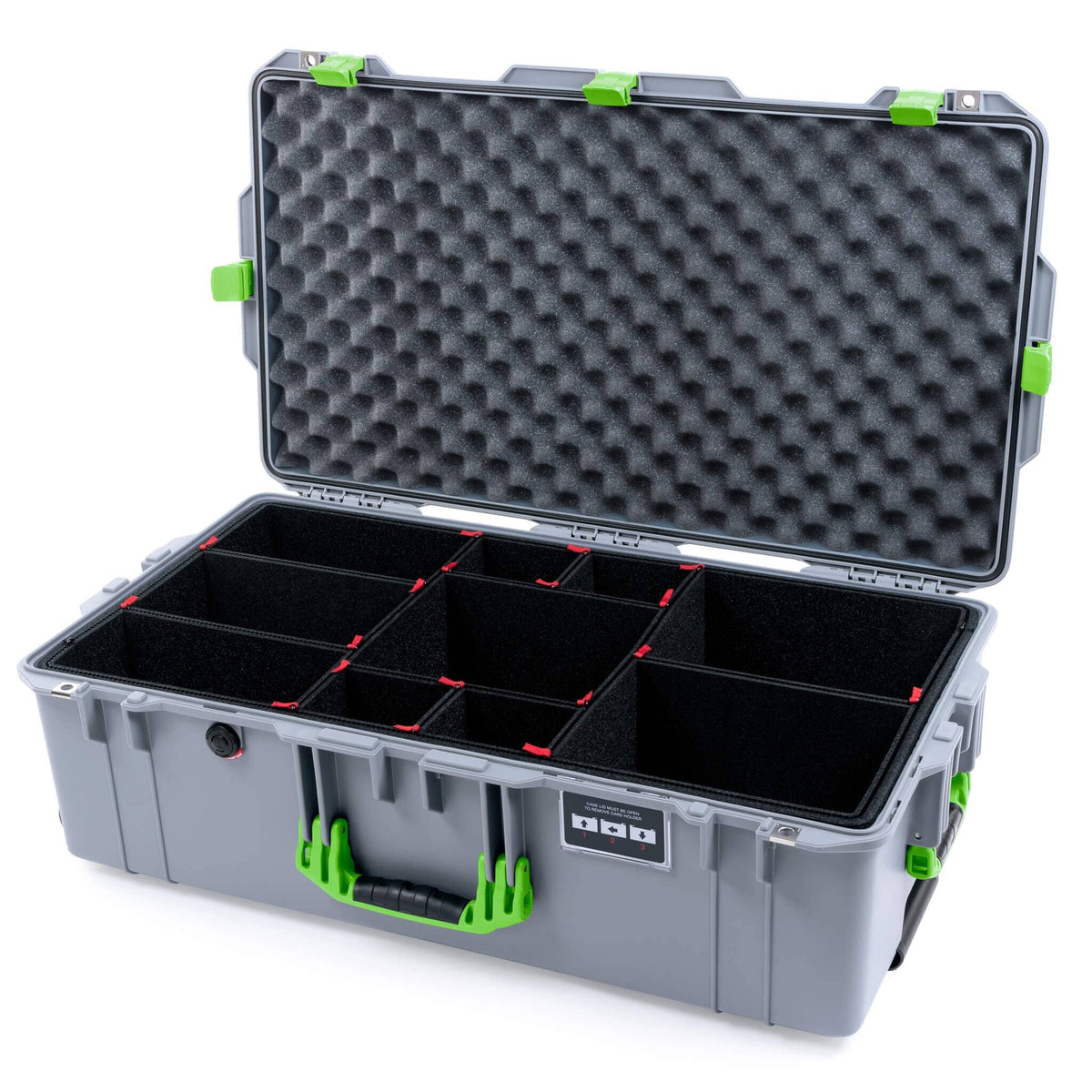 Pelican 1615 Air Case - Silver &amp; Lime Green TrekPak Divider System / Convoluted Lid Foam ColorCase 016150-0020-180-301