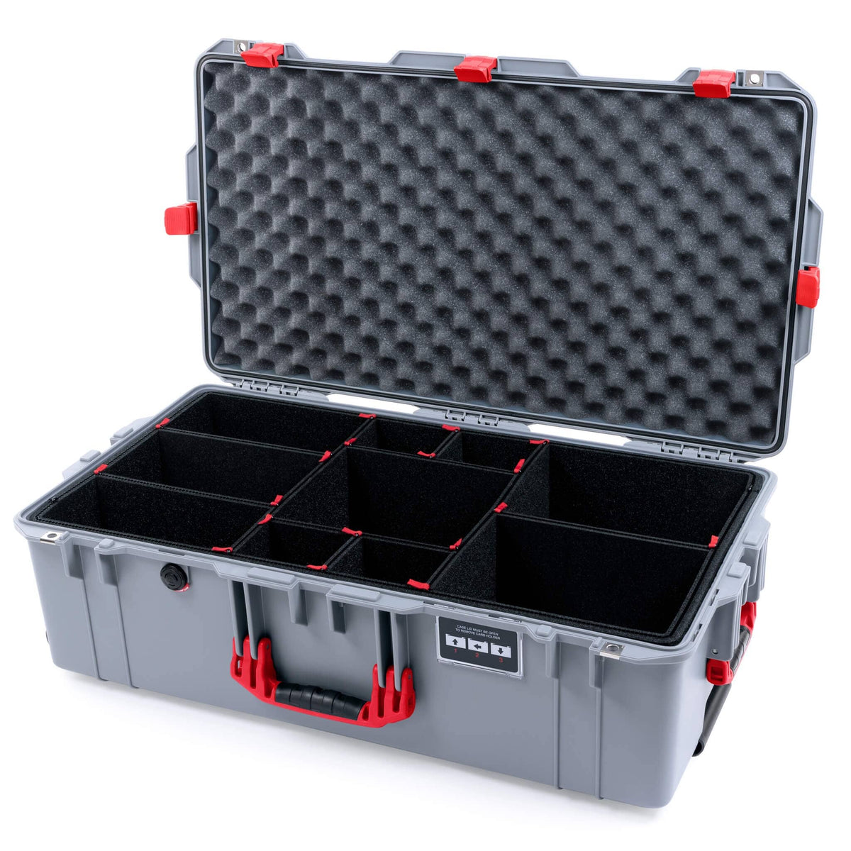 Pelican 1615 Air Case - Silver &amp; Red TrekPak Divider System / Convoluted Lid Foam ColorCase 016150-0020-180-321