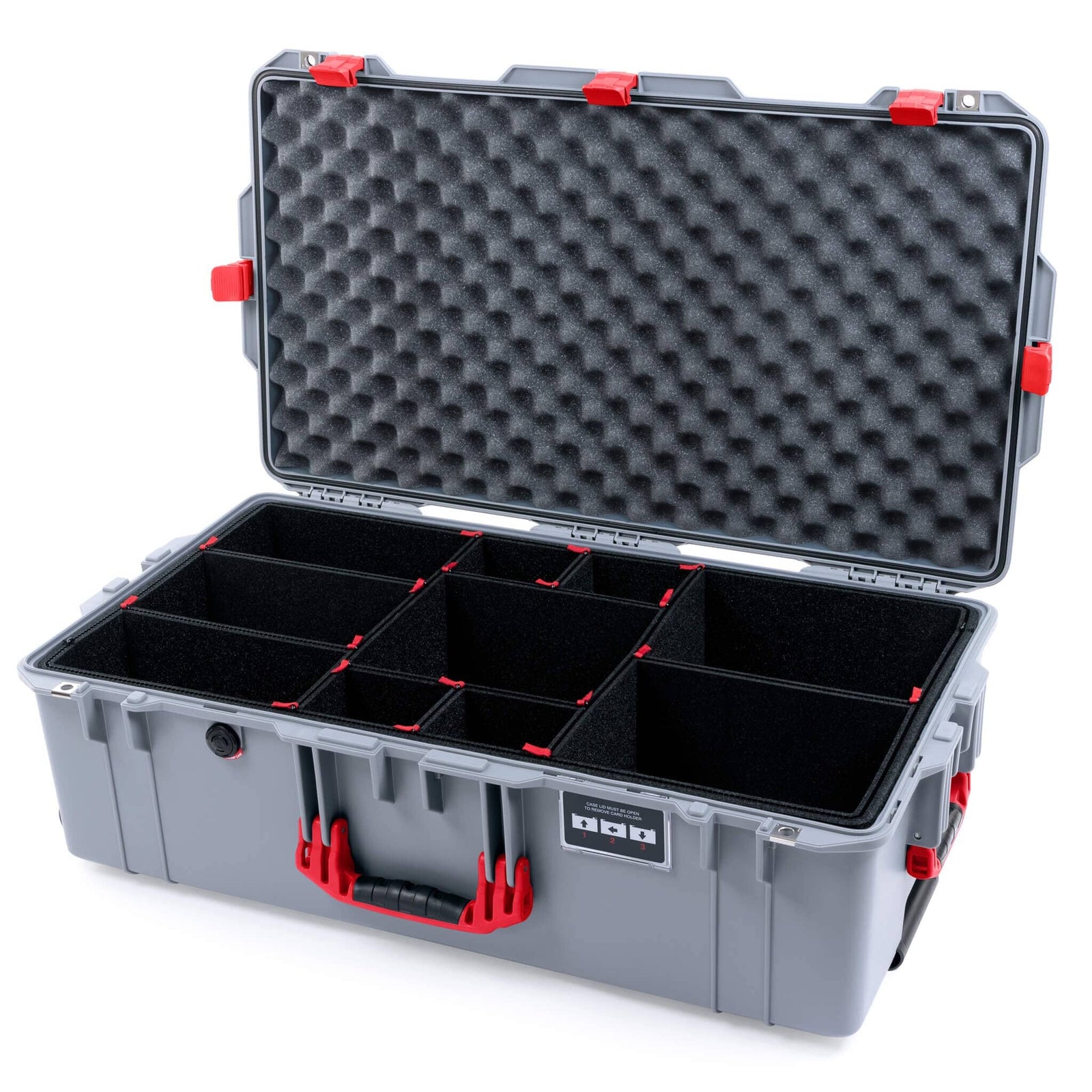 Pelican 1615 Air Case - Silver & Red TrekPak Divider System / Convoluted Lid Foam ColorCase 016150-0020-180-321
