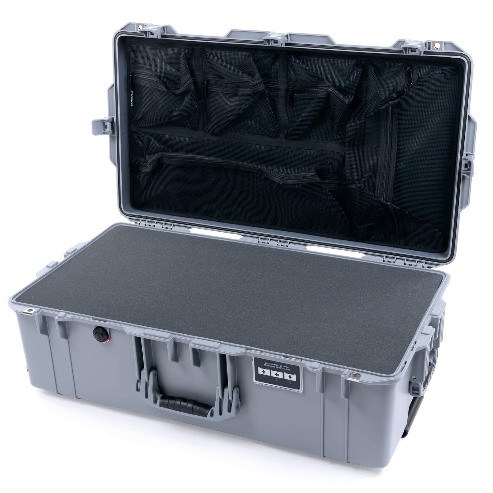 Pelican 1615 Air Case - Silver Pick & Pluck Foam / Mesh Lid Organizer ColorCase 016150-0101-180-181