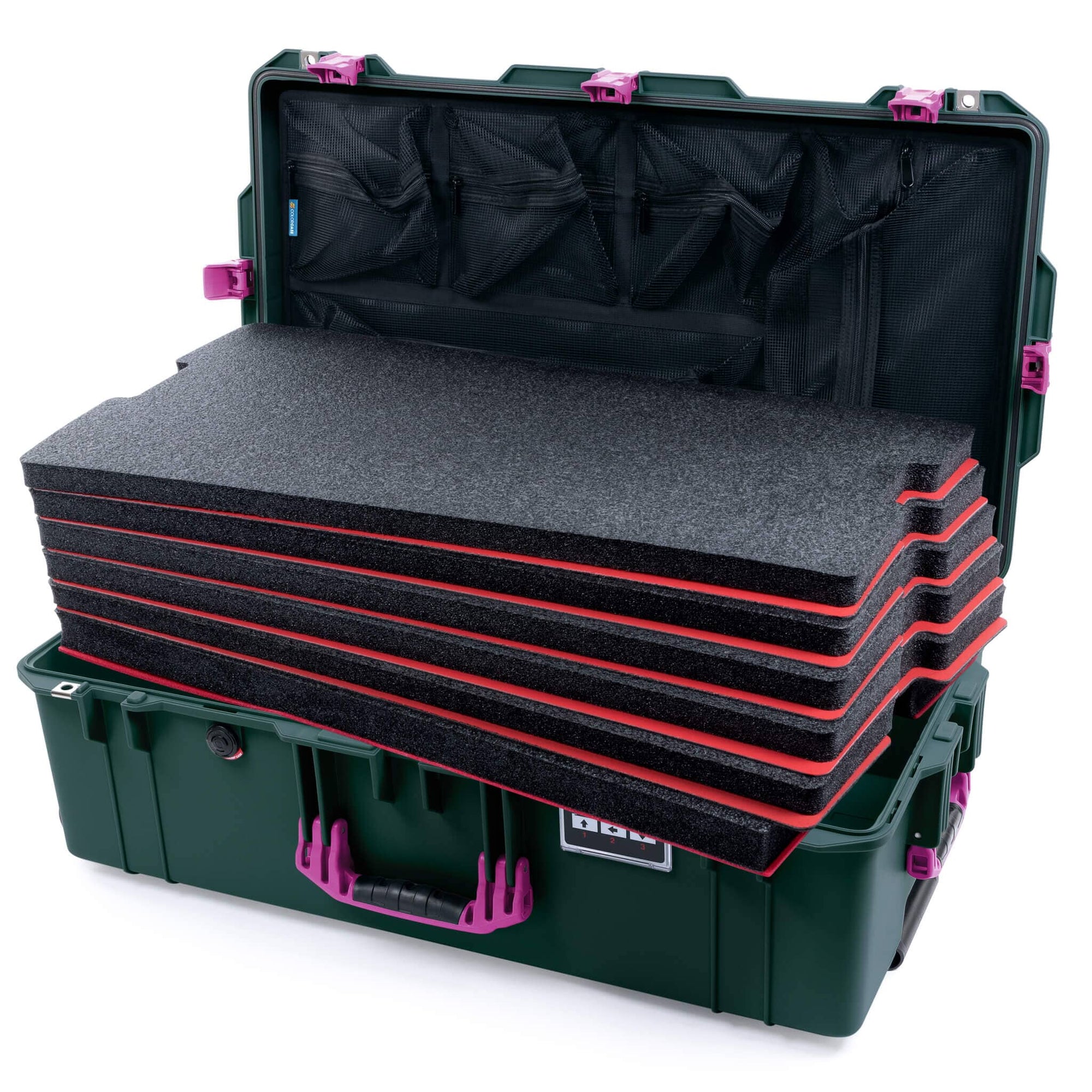 Pelican 1615 Air Case, Trekking Green with Magenta Handles & Latches ColorCase