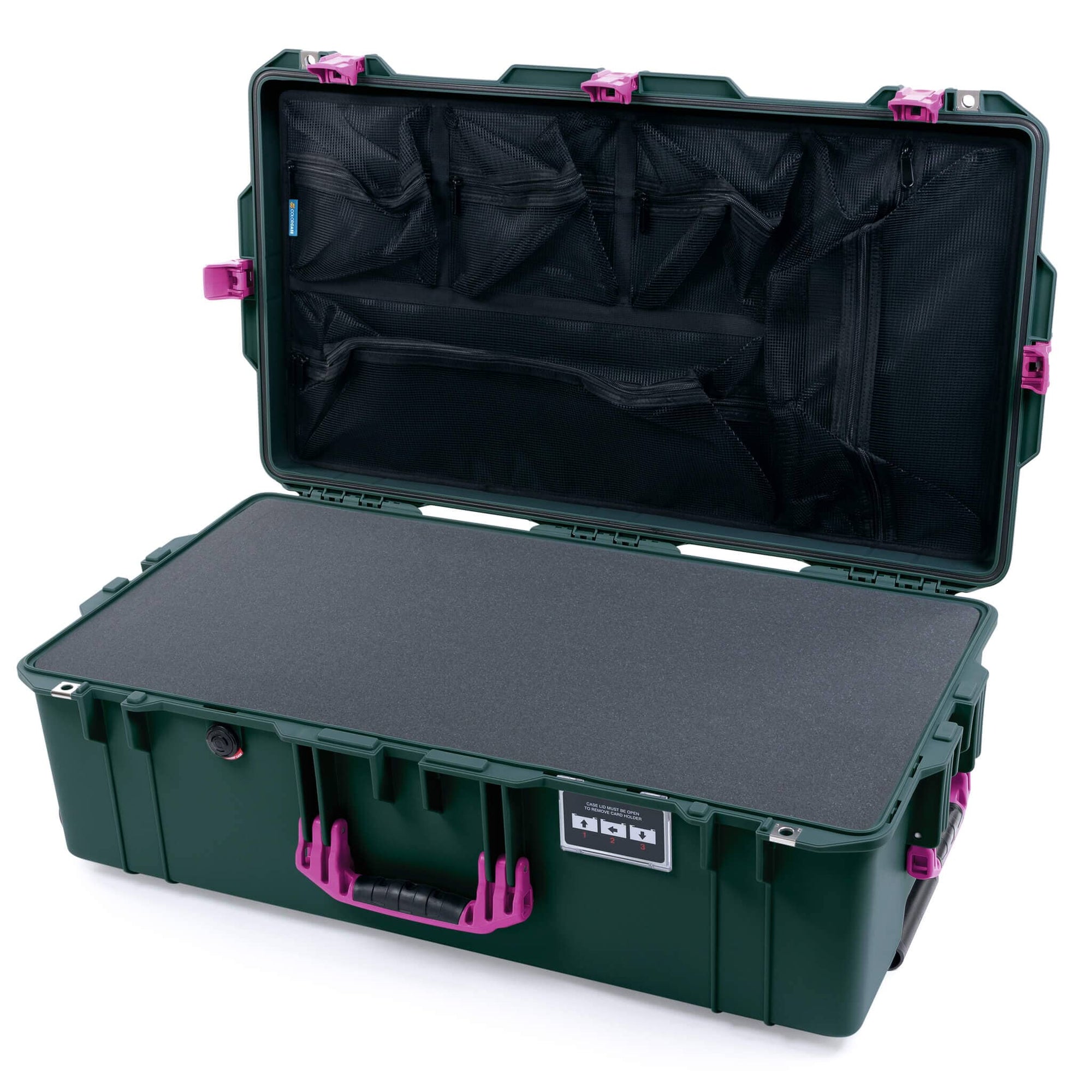 Pelican 1615 Air Case, Trekking Green with Magenta Handles, Latches & Trolley ColorCase