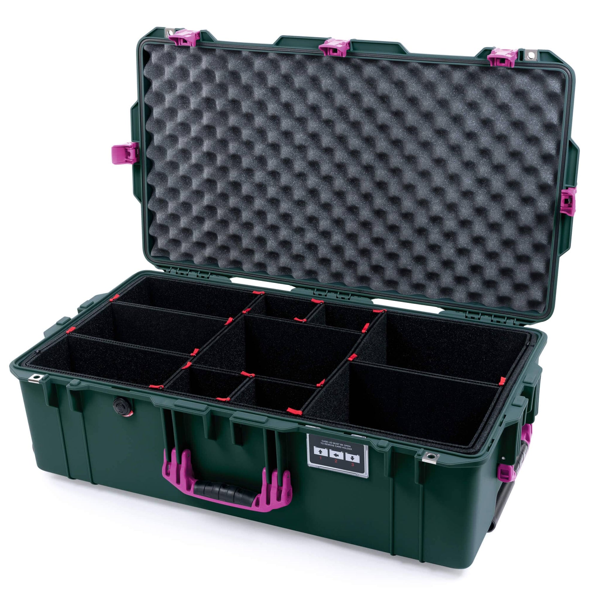Pelican 1615 Air Case, Trekking Green with Magenta Handles, Latches & Trolley ColorCase