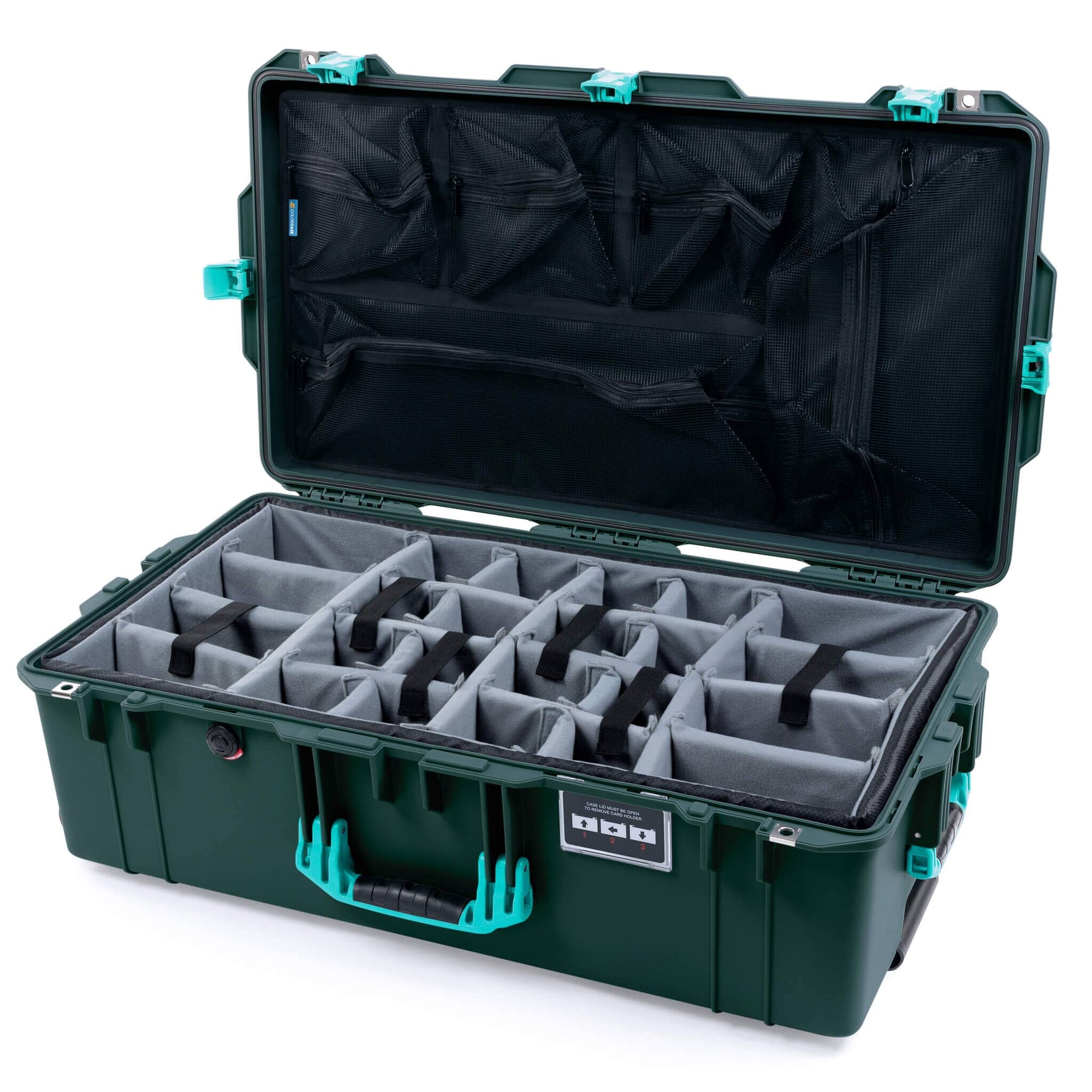 Pelican 1615 Air Case, Trekking Green with Teal Handles & Latches ColorCase