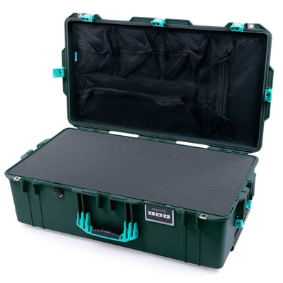 Pelican 1615 Air Case, Trekking Green with Teal Handles, Latches & Trolley ColorCase