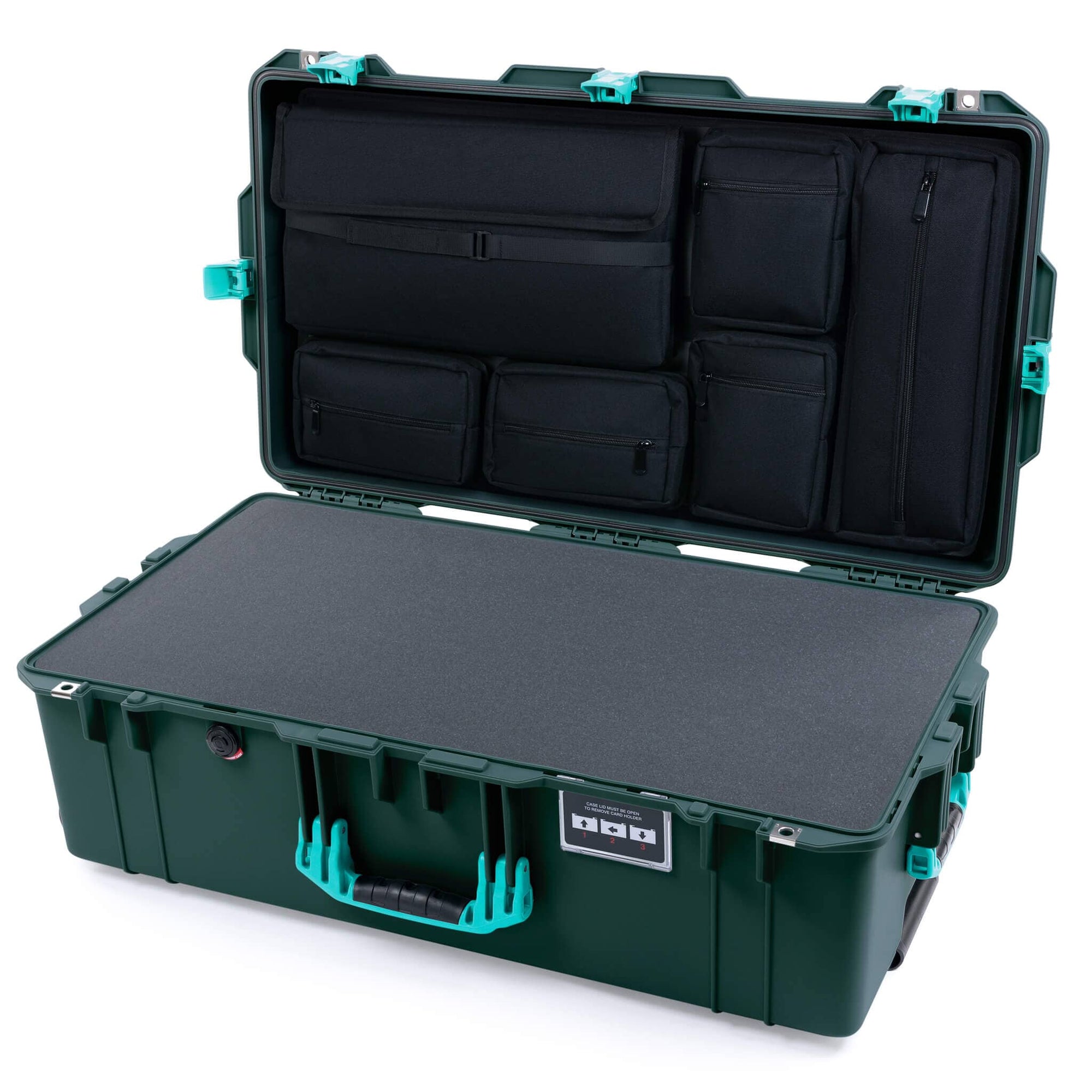 Pelican 1615 Air Case, Trekking Green with Teal Handles, Latches & Trolley ColorCase