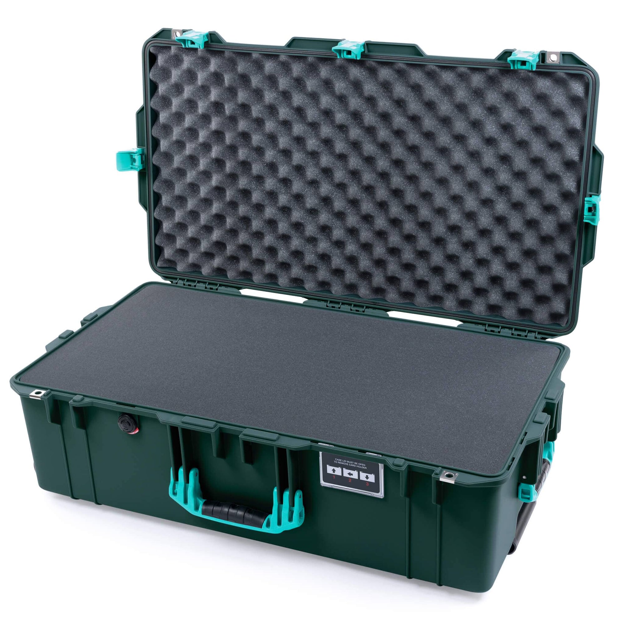 Pelican 1615 Air Case, Trekking Green with Teal Handles, Latches & Trolley ColorCase