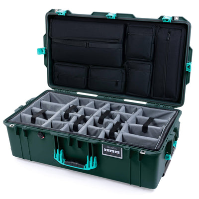 Pelican 1615 Air Case, Trekking Green with Teal Handles, Latches & Trolley ColorCase