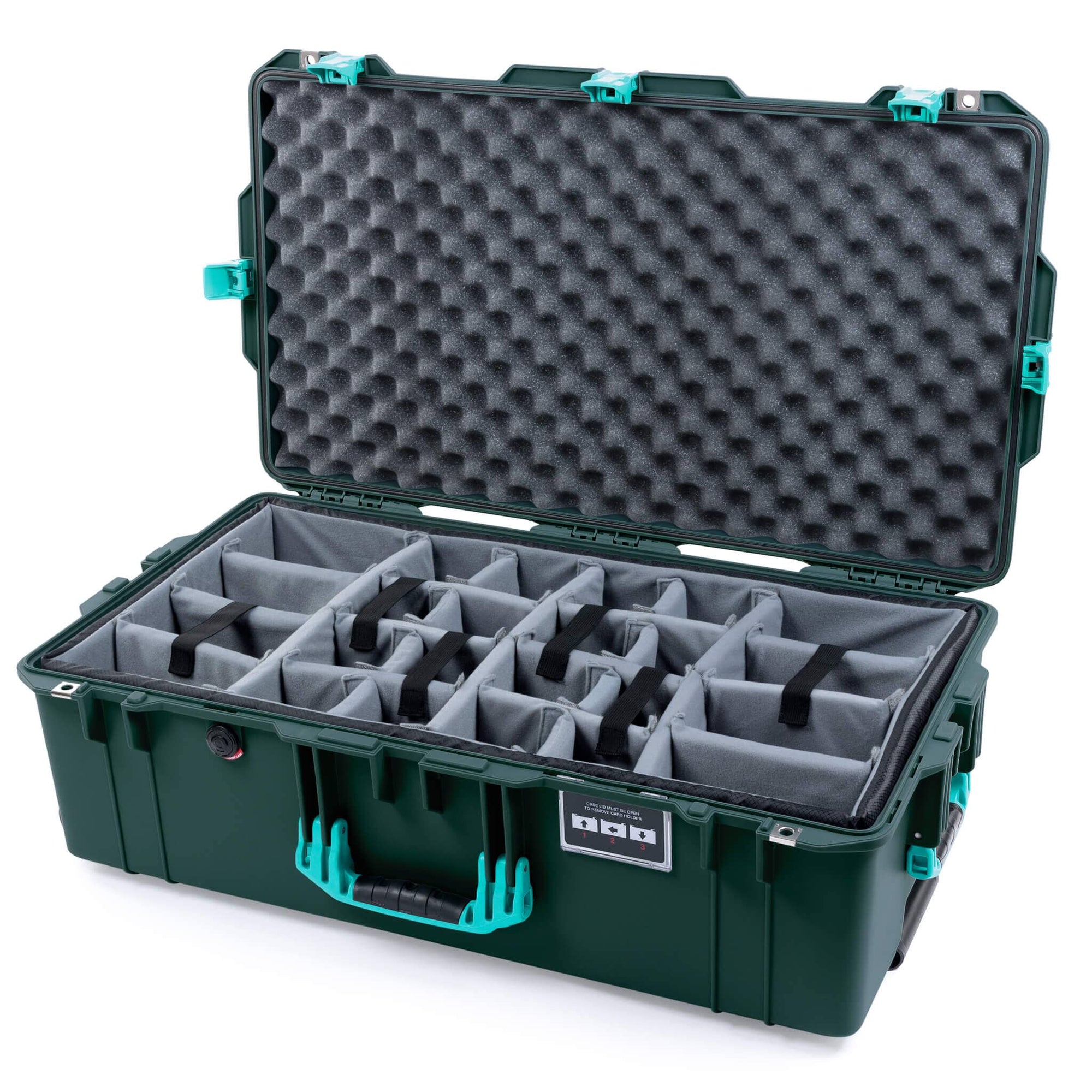 Pelican 1615 Air Case, Trekking Green with Teal Handles, Latches & Trolley ColorCase