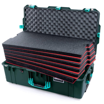 Pelican 1615 Air Case, Trekking Green with Teal Handles, Latches & Trolley ColorCase