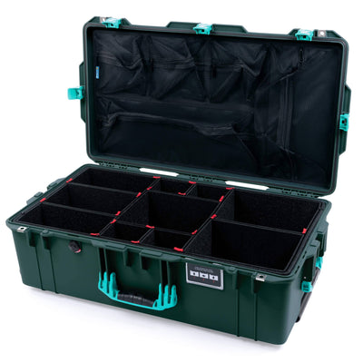 Pelican 1615 Air Case, Trekking Green with Teal Handles, Latches & Trolley ColorCase