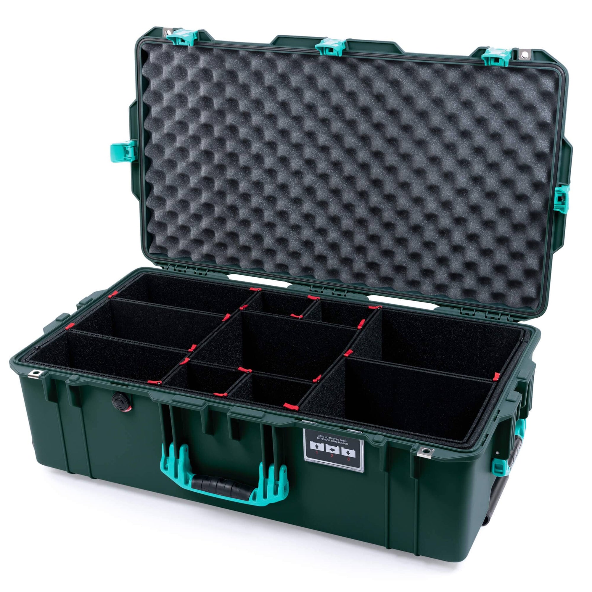 Pelican 1615 Air Case, Trekking Green with Teal Handles, Latches & Trolley ColorCase