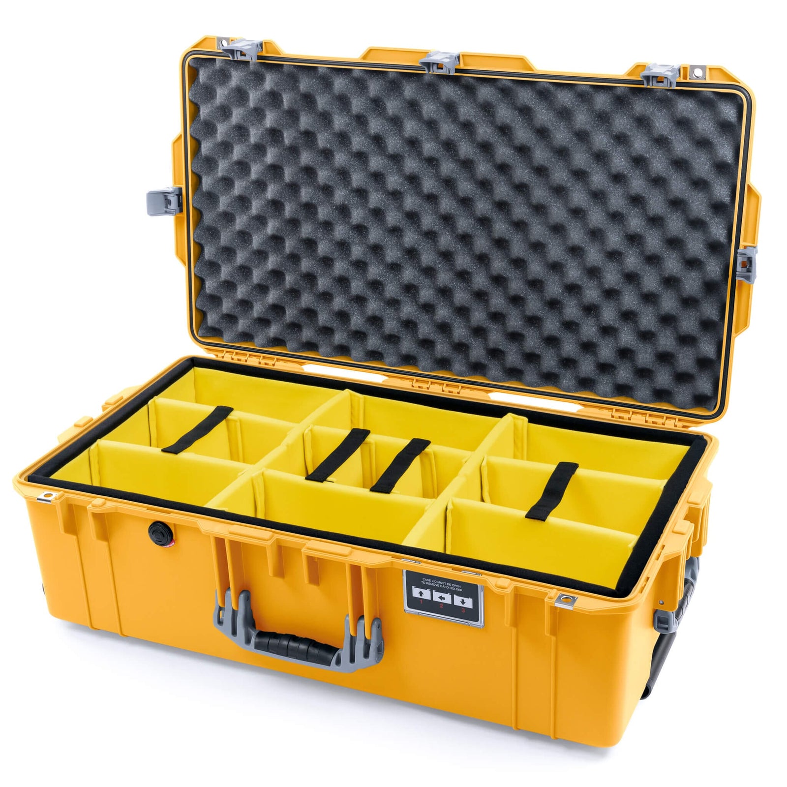 Pelican 1615 Air Case - Yellow & Silver - Yellow Padded Microfiber Dividers with Convoluted Lid Foam