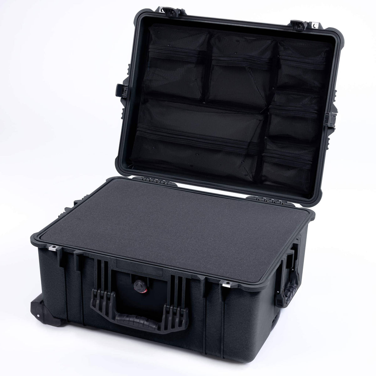 Pelican 1620 Case, Black (Push-Button Latches) Pick &amp; Pluck Foam with Mesh Lid Organizer ColorCase 016200-0101-110-111