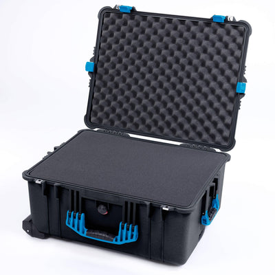 Pelican 1620 Case, Black with Blue Handles & Latches Pick & Pluck Foam with Convoluted Lid Foam ColorCase 016200-0001-110-120