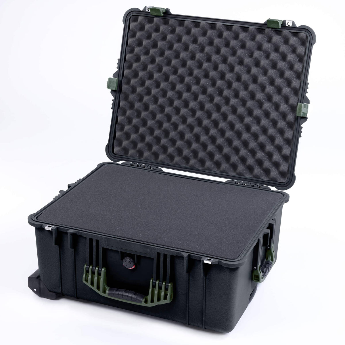 Pelican 1620 Case, Black with OD Green Handles &amp; Latches Pick &amp; Pluck Foam with Convoluted Lid Foam ColorCase 016200-0001-110-130