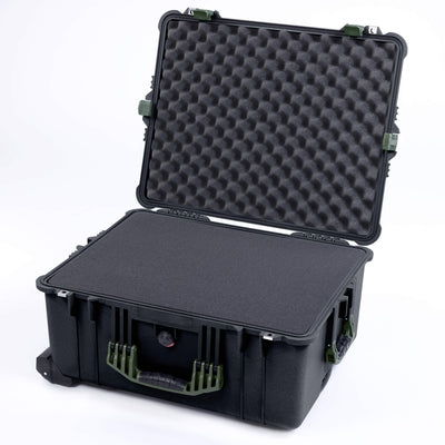 Pelican 1620 Case, Black with OD Green Handles & Latches Pick & Pluck Foam with Convoluted Lid Foam ColorCase 016200-0001-110-130