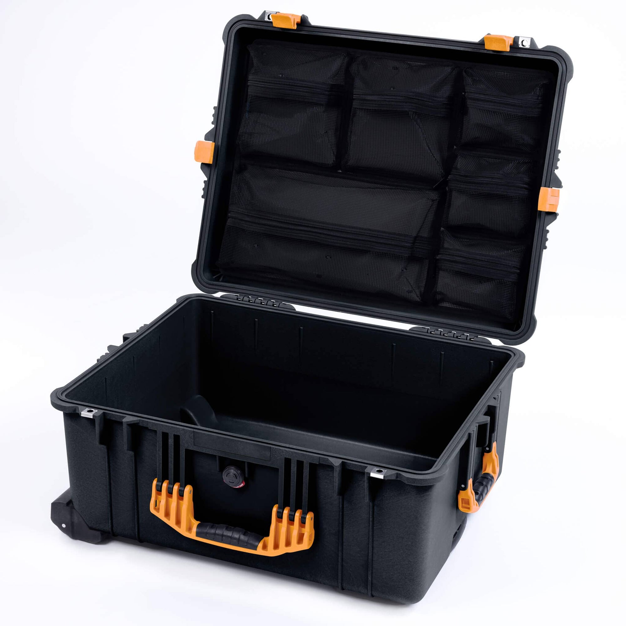 Pelican 1600 Case, Black with Yellow Handle & Latches, None (Case Only)