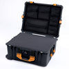 Pelican 1620 Case, Black with Yellow Handles & Latches Pick & Pluck Foam with Mesh Lid Organizer ColorCase 016200-0101-110-240