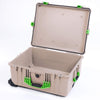 Pelican 1620 Case, Desert Tan with Lime Green Handles & Push-Button Latches ColorCase