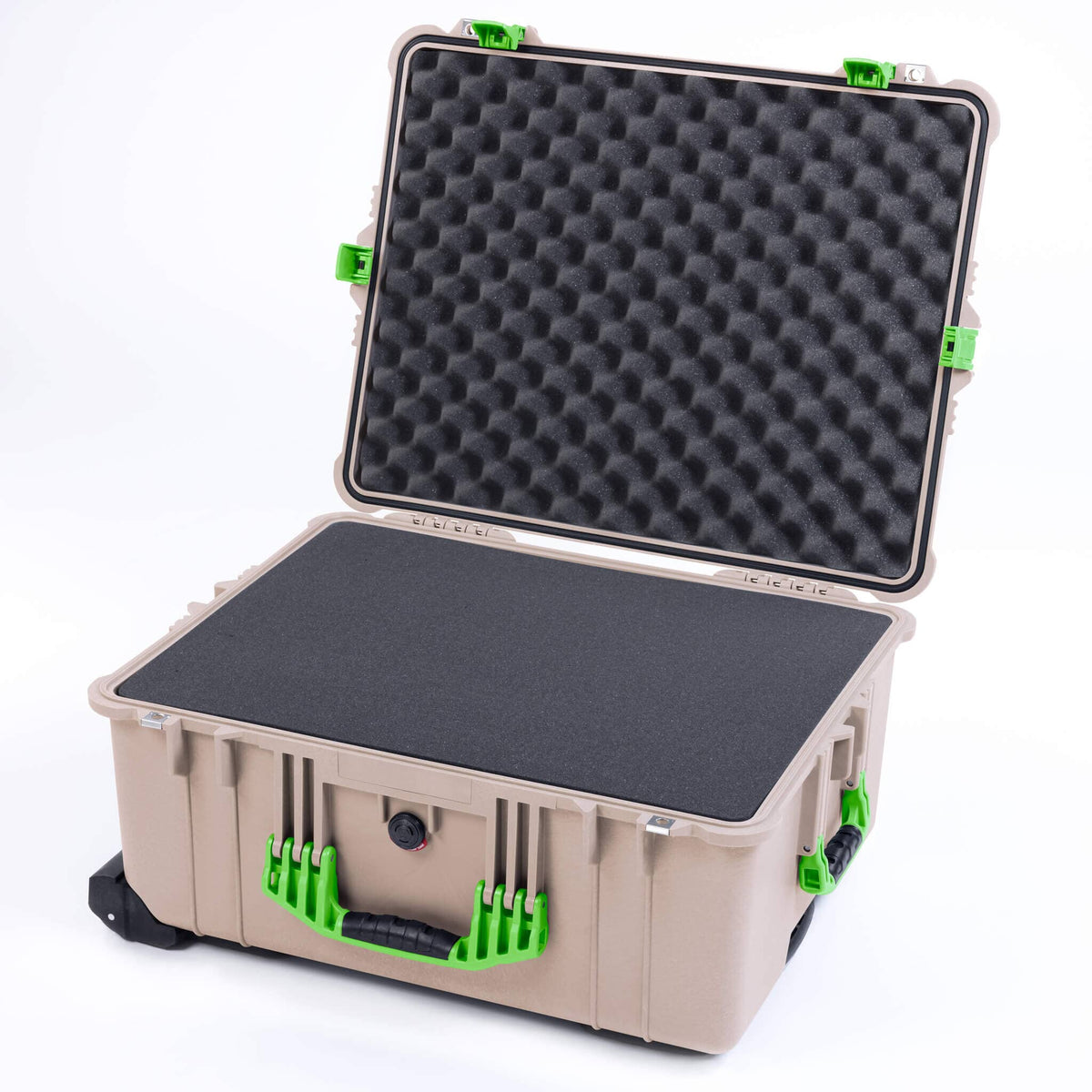 Pelican 1620 Case, Desert Tan with Lime Green Handles &amp; Push-Button Latches ColorCase 