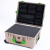 Pelican 1620 Case, Desert Tan with Lime Green Handles & Push-Button Latches ColorCase
