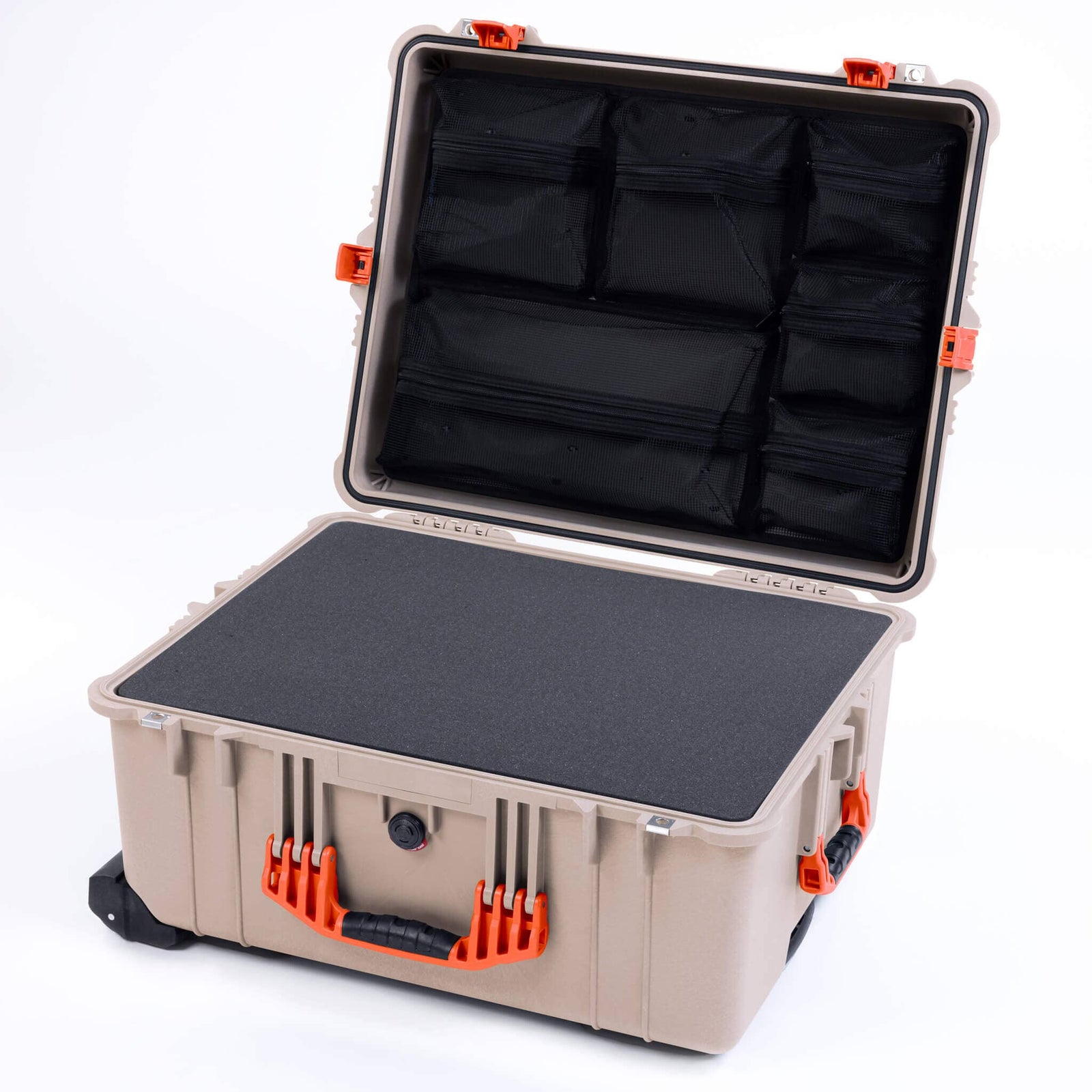 Pelican 1620 Case, Desert Tan with Orange Handles & Push-Button Latches ColorCase 